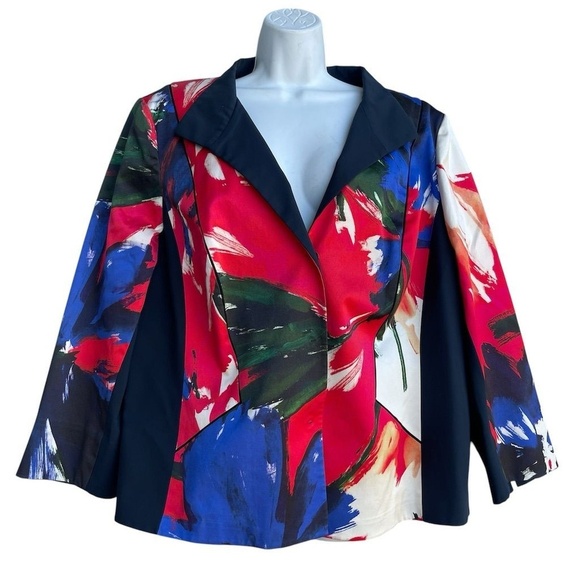 Lafayette 148 New York Floral Blazer Jacket Plus Size 2X Multicolor Retro Formal - Picture 1 of 4